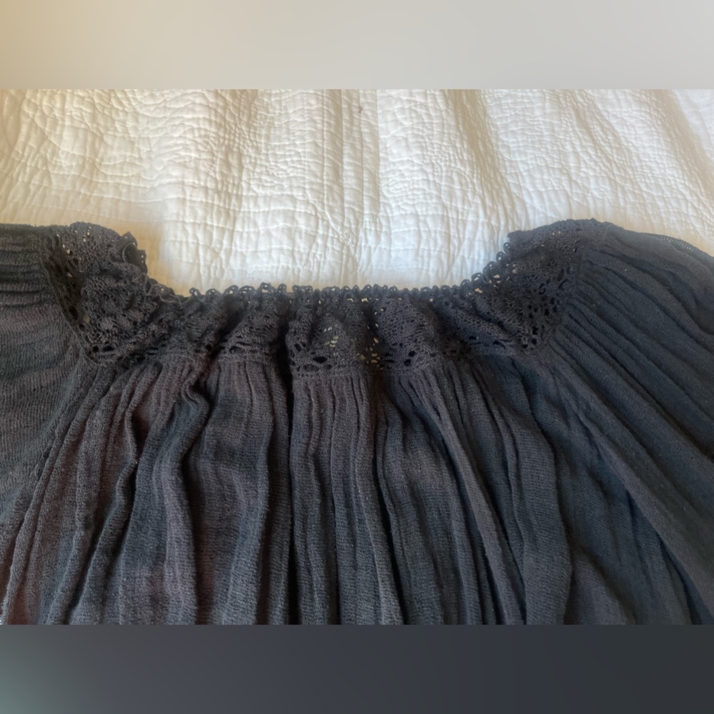 Ralph Lauren Denim & Supply Black off shoulder gauze lace Top w/ bell sleeves - Picture 14 of 16